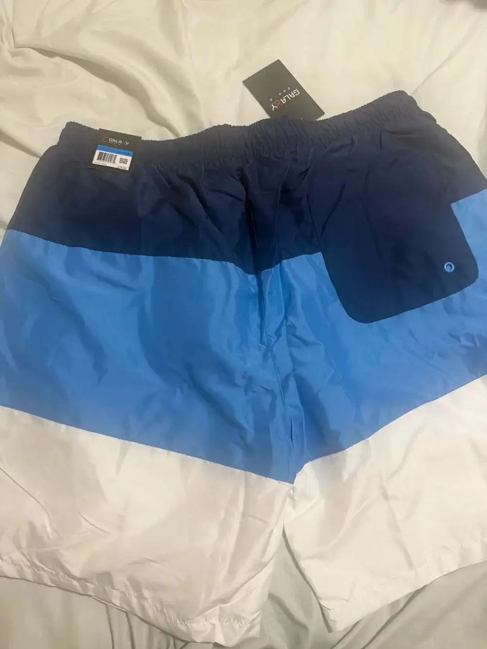 Galaxy by Harvic Men's Colorblock Swim Trunks Size 2XL Navy Blue White